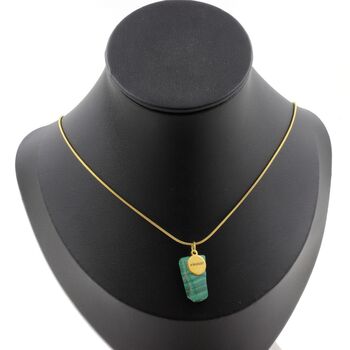 Raw Malachite Necklace. 17.48 ct. Unique piece