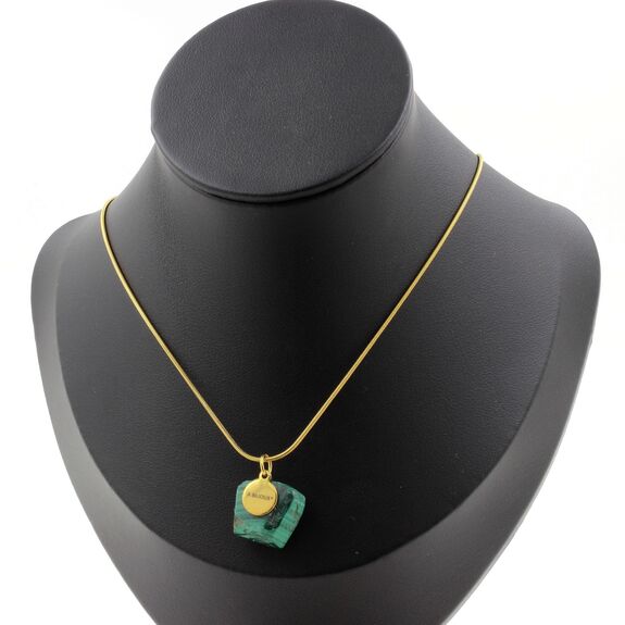 Raw Malachite Necklace. 28.75 ct. Unique piece