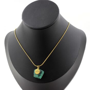 Raw Malachite Necklace. 28.75 ct. Unique piece