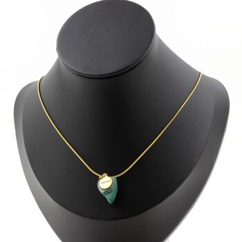 Raw Malachite Necklace. 17.12 ct. Unique piece