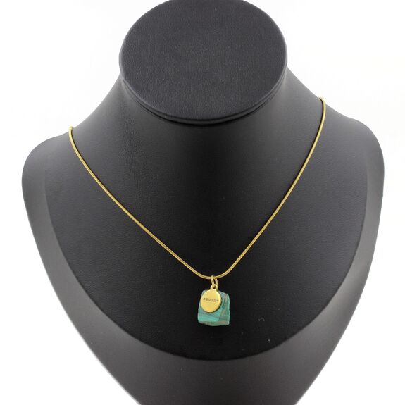 Raw Malachite Necklace. 11.43 ct. Unique piece