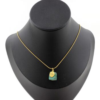 Raw Malachite Necklace. 11.43 ct. Unique piece