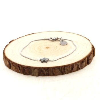 Bracelet en acier inoxydable 1 Perle Hématite forme étoile 8 mm.