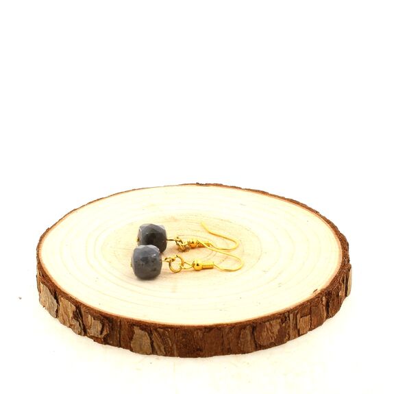 Golden Stainless steel Earrings Labradorite 9mm faceted cube 1 Bead.