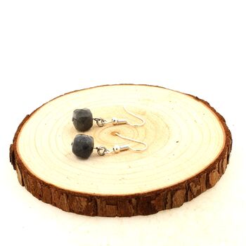 Stainless steel Earrings Labradorite 9mm faceted cube 1 Bead.