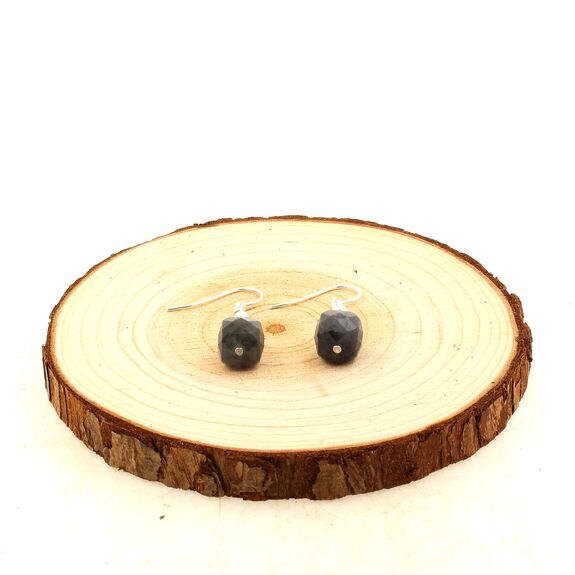 Stainless steel Earrings Labradorite 9mm faceted cube 1 Bead.