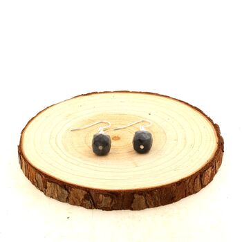 Stainless steel Earrings Labradorite 9mm faceted cube 1 Bead.