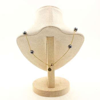 Hematite 9 beads 8 mm necklace. Golden Stainless steel chain