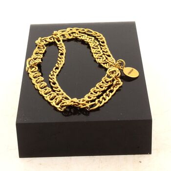 Bracelet en acier doré inoxydable double chaine (6x4,5 & 4 mm).