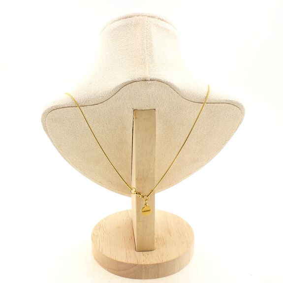 Collier 1 Perle Oeil de Tigre rectangle 13 mm chaine en acier doré inoxydable.