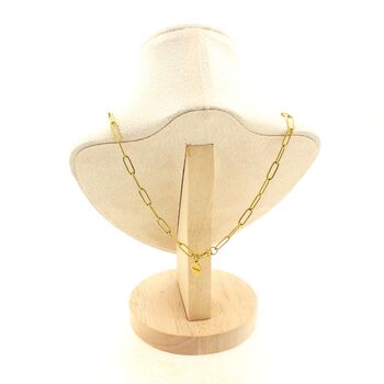 Collier 1 Perle Emeraude de Zambie 8 mm chaine (4x11mm) en acier doré inoxydable.