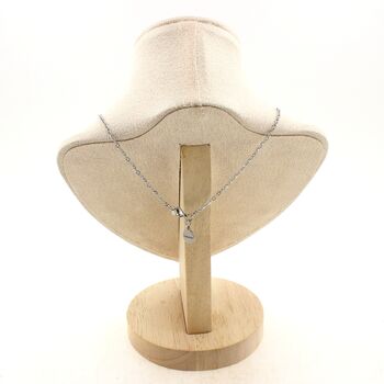 Collier 1 Perle Lapis Lazuli 4x13mm cylindre double chaine (1 & 2x5mm) en acier inoxydable.