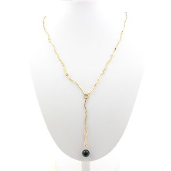 Emerald from Zambia 8 mm 1 bead necklace Golden stainless steel chain (1x15 mm)