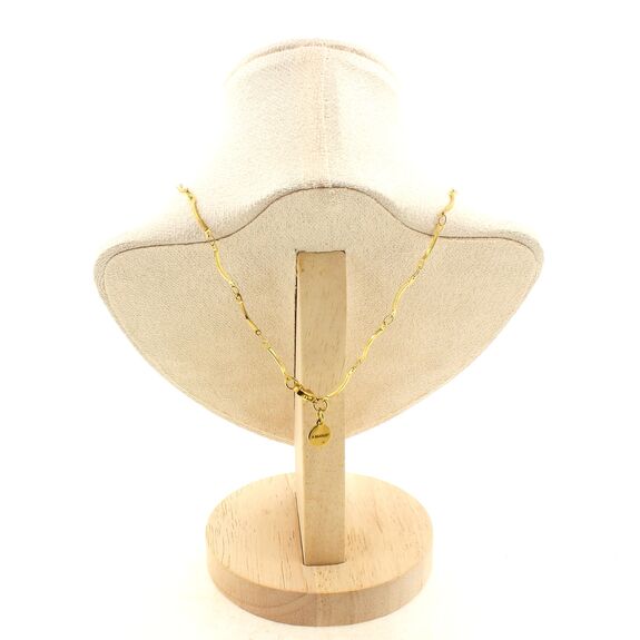 Collier 1 Perle Tourmaline Schorl du Brésil 8 mm double chaine (1x15 mm) en acier doré inoxydable.