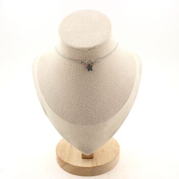 Star-shaped Hematite, 8 mm 1 bead necklace. Stainless steel chain