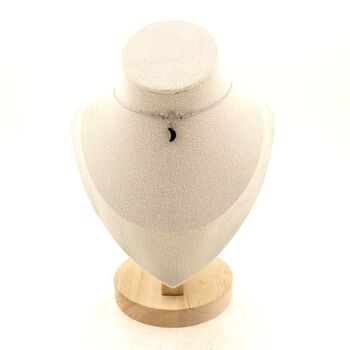 Moon-shaped Hematite, 8 mm 1 bead necklace. Stainless steel chain