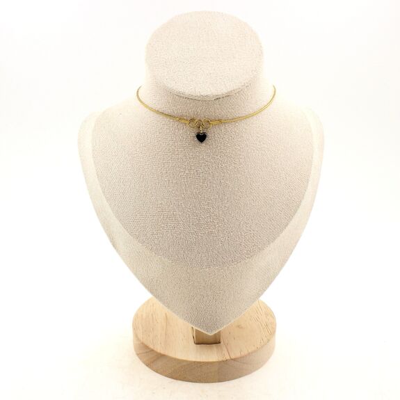 Heart-shaped Hematite, 5 mm 1 bead necklace. Golden Stainless steel chain