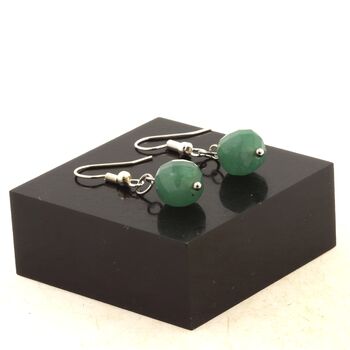 Stainless steel Earrings Aventurine 8.5-9 mm faceted cube shape 1 Bead.