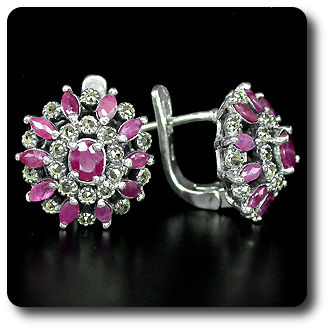 RUBY & MARCASITE EARRINGS