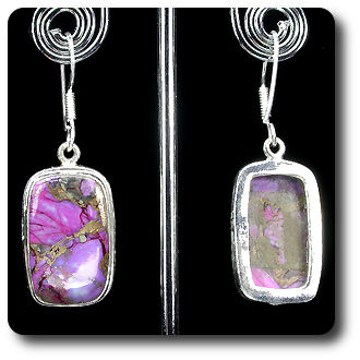 BOUCLES D'OREILLE TURQUOISE ROSE VIOLET