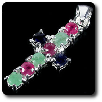RUBY SAPPHIRE EMERALD PENDANT