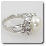 BAGUE GRENAT & PERLE