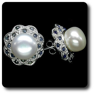 BOUCLES D'OREILLE PERLE & SAPHIR