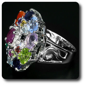 BAGUE CITRINE AMETHYSTE PERIDOT GRENAT