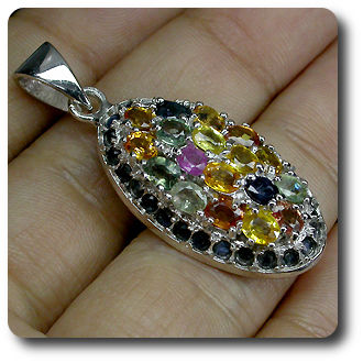 PENDENTIF SAPHIR MULTICOLORE & RUBIS