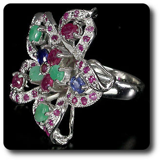 EMERALD SAPPHIRE RUBY RING