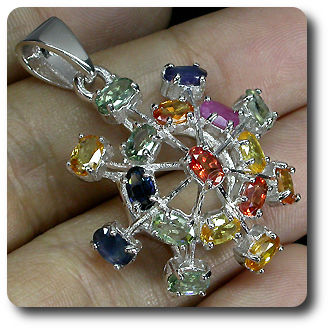 MULTICOLOR SAPPHIRE & RUBY PENDANT