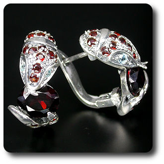 GARNET & TOPAZ COBRA EARRINGS