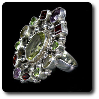 AMETHYST CITRINE GARNET RING