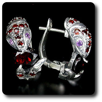 GARNET & AMETHYST COBRA EARRINGS