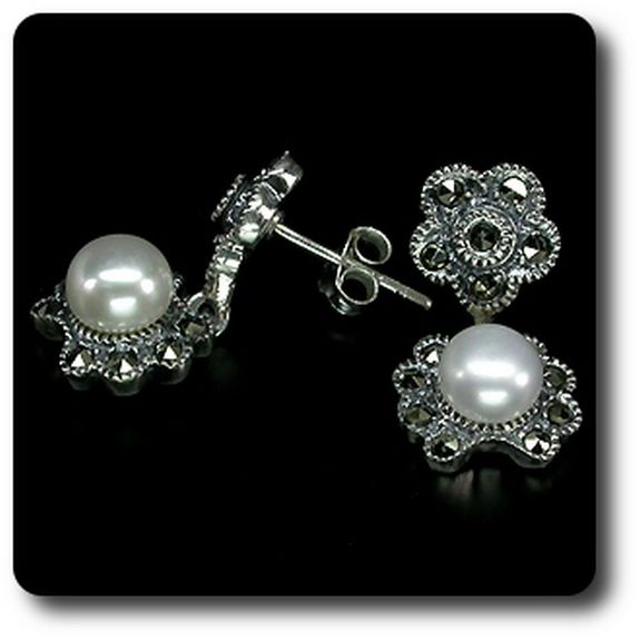 PEARL & MARCASITE EARRINGS