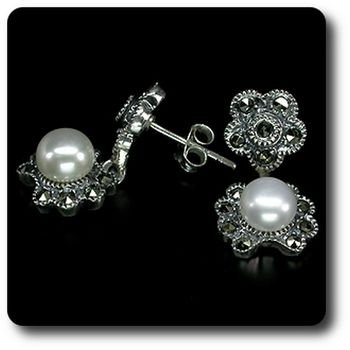 PEARL & MARCASITE EARRINGS