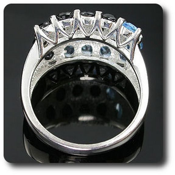 BAGUE SAPHIR NOIR & TOPAZE BLEU