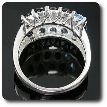 BAGUE SAPHIR NOIR & TOPAZE BLEU