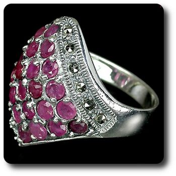 BAGUE RUBIS & MARCASSITE