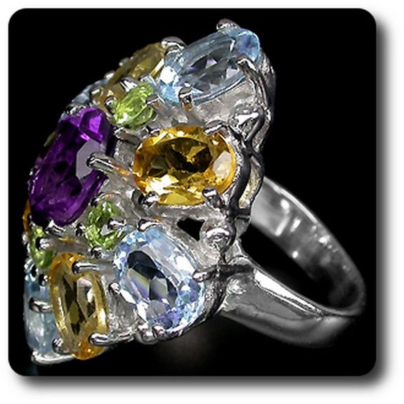 CITRINE PERIDOT AMETHYST RING