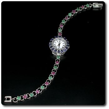 RUBY SAPPHIRE EMERALD WATCH