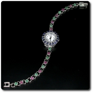 RUBY SAPPHIRE EMERALD WATCH