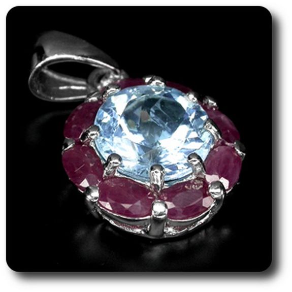 PENDENTIF TOPAZE & RUBIS