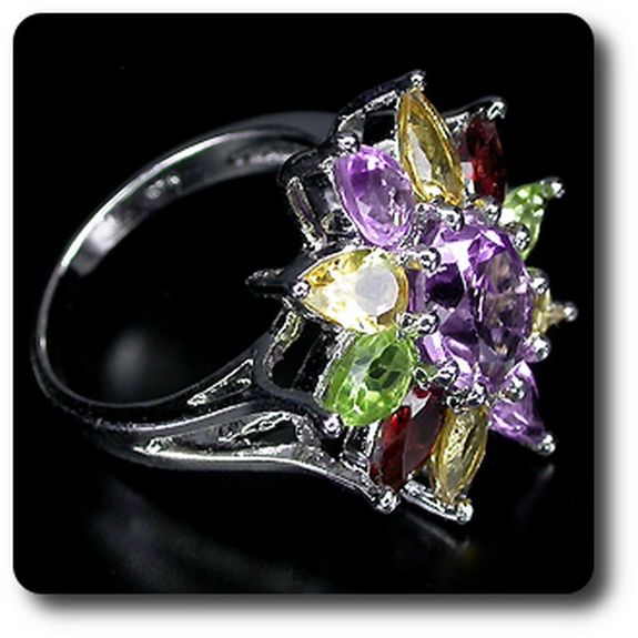 BAGUE CITRINE PERIDOT AMETHYSTE