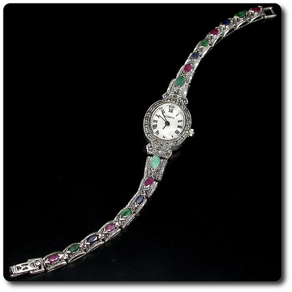 RUBY SAPPHIRE EMERALD WATCH