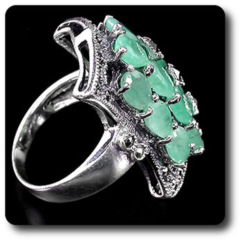 BAGUE EMERAUDE & MARCASSITE