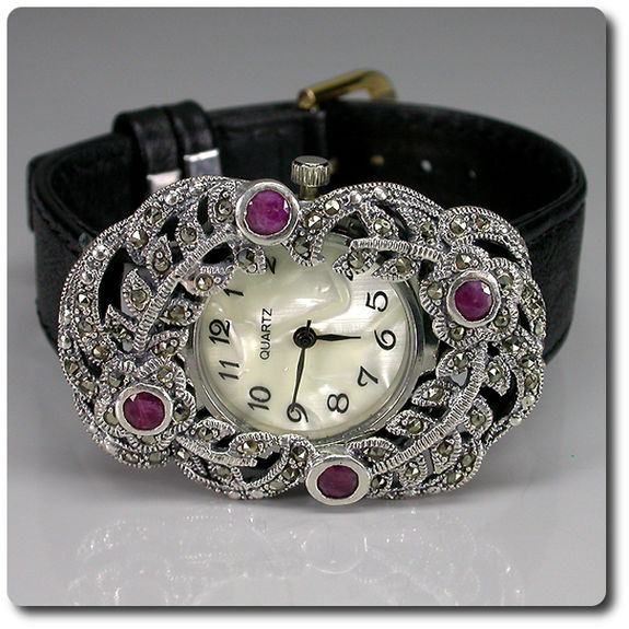 RUBY & MARCASITE WATCH