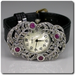 RUBY & MARCASITE WATCH