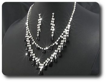 Black Sapphire Necklace Earrings Set