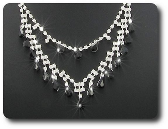Black Sapphire Necklace Earrings Set